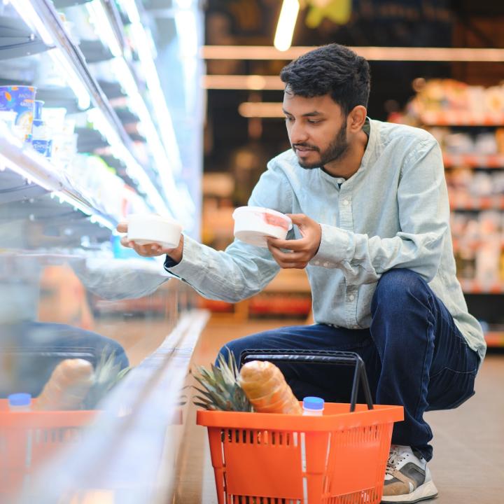 Man shopping at grocery store