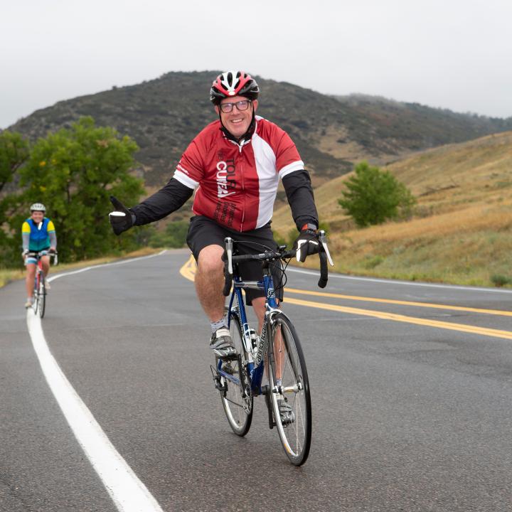 A man ride a bike