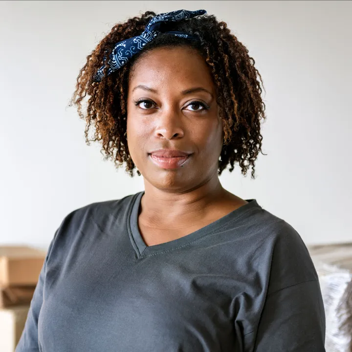 African American woman looking directly at camera