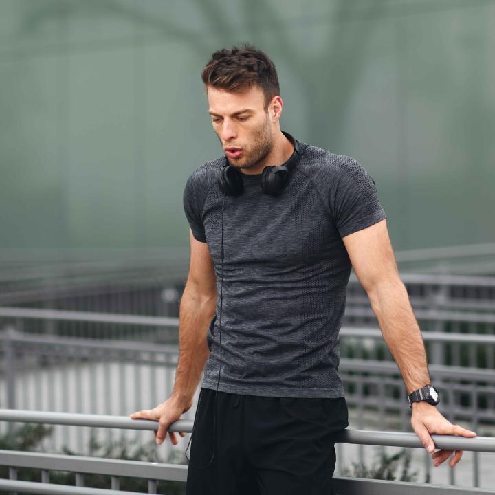 Young man in workout gear after exercise