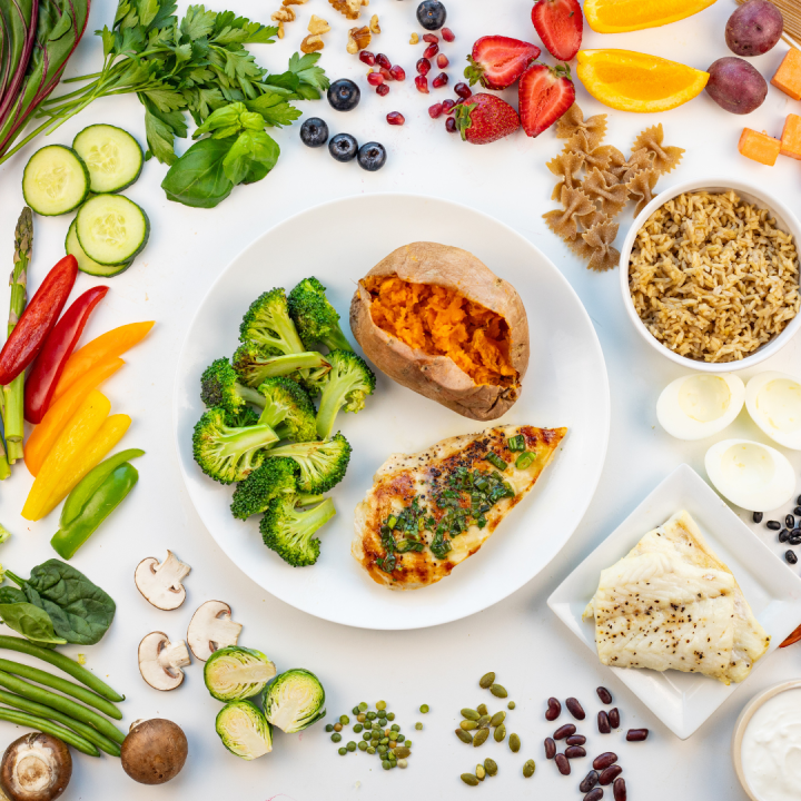 A plate of low fat diet foods