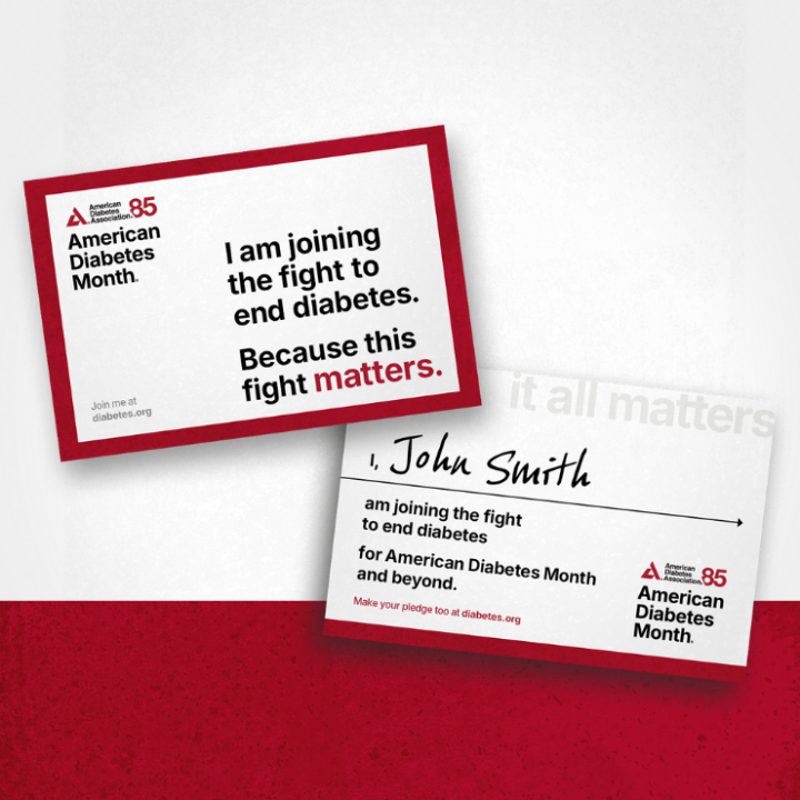 Two business cards in support of American Diabetes Month.