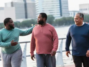 Three men exercising