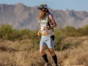 Photo of Kevin running a marathon