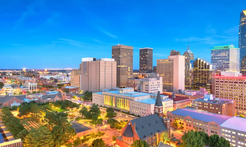 Oklahoma city oklahoma skyline at dusk