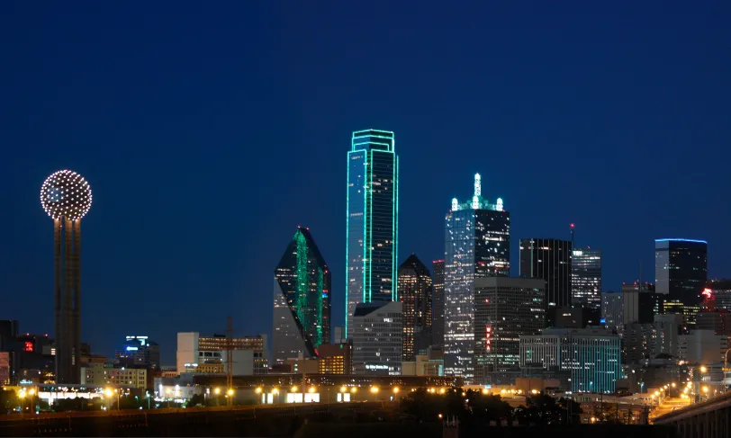 Dallas Texas skyline at night