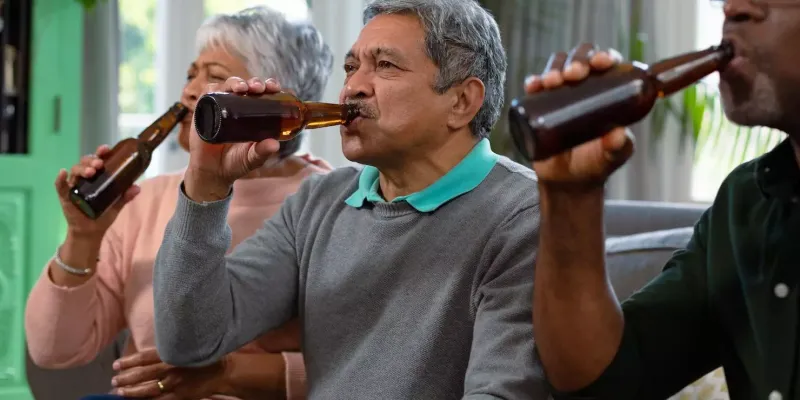 Seniors drinking beer