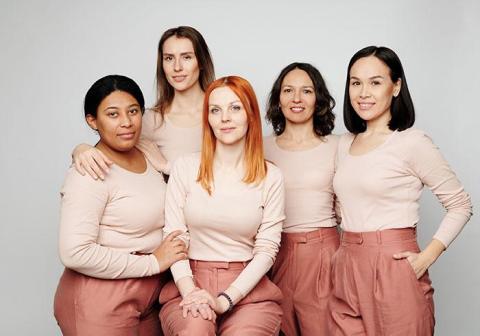 Group of five women of various ages and ethnicities