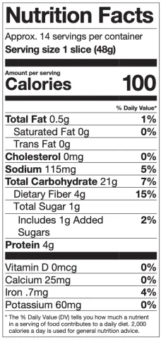 Sample food label showing nutritional information
