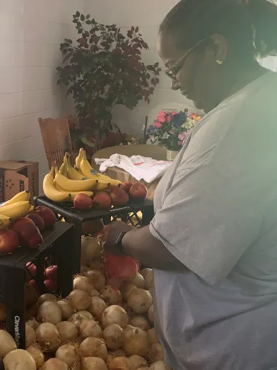 Woman cutting onions