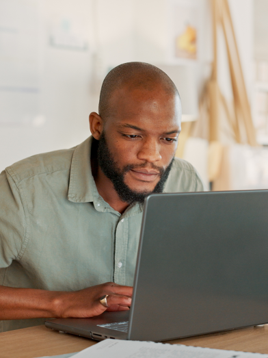 A man searching the laptop